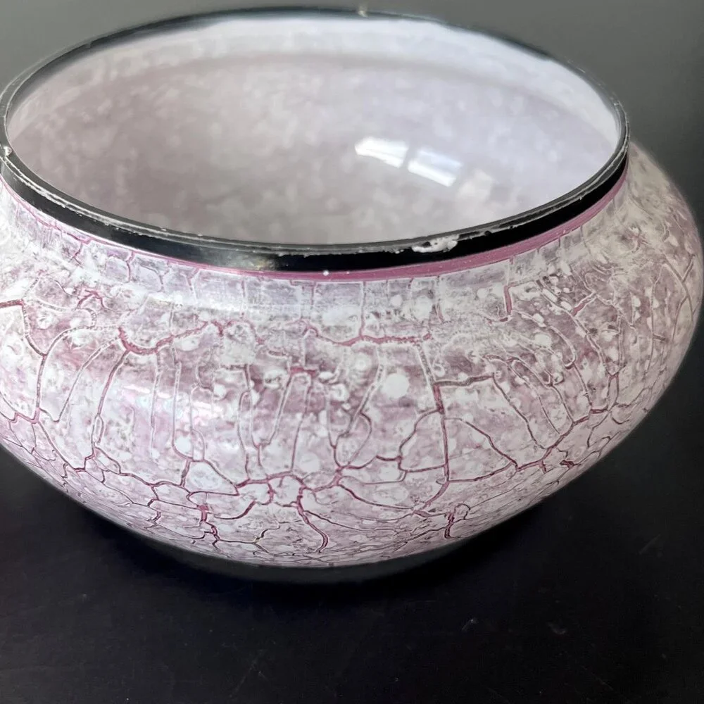 Pink Marbled Glass Vanity Jar // Vintage Powder Jar
